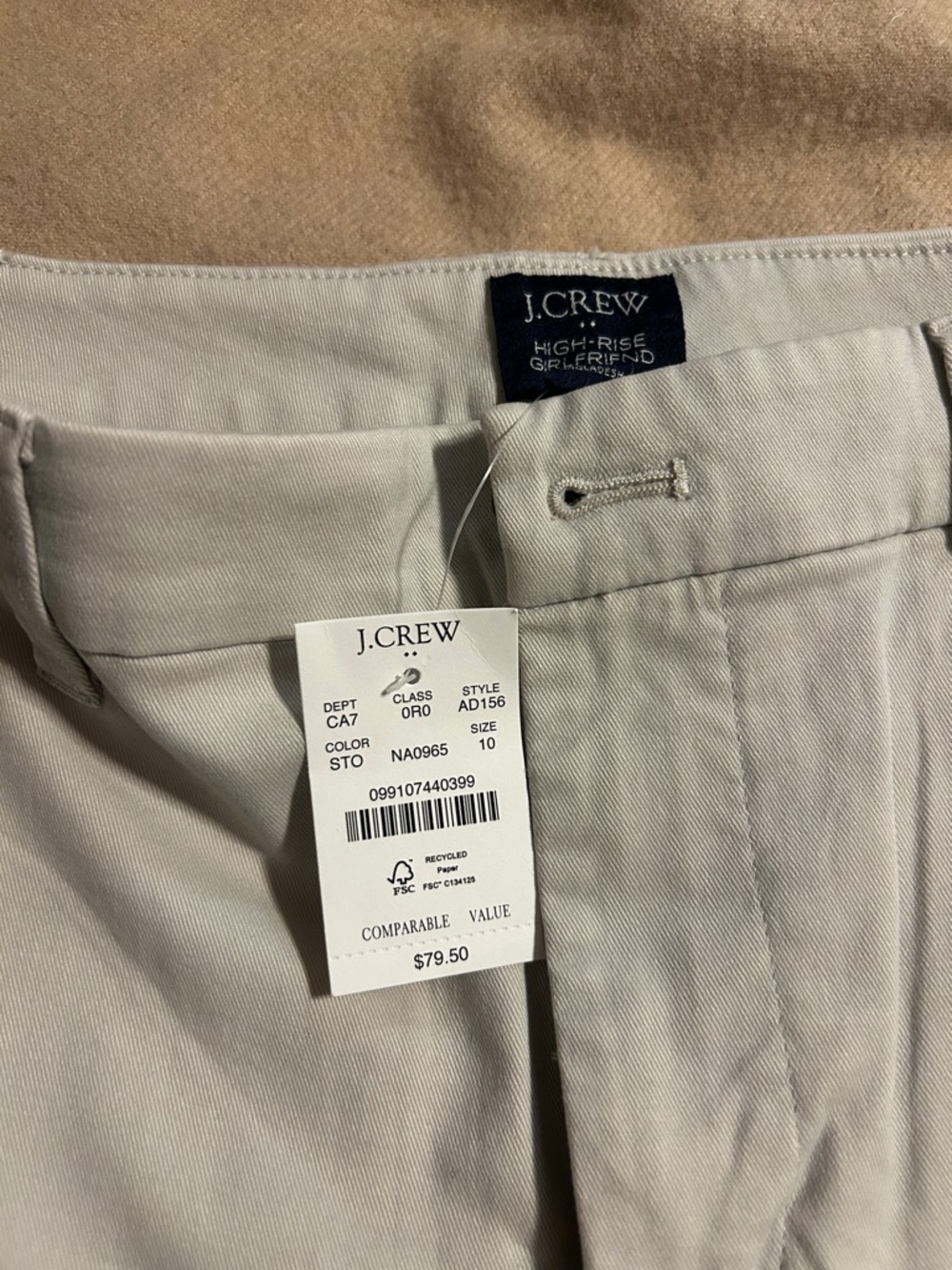 J. Crew high rise girlfriend chino light tan 10 - Picture 3 of 8